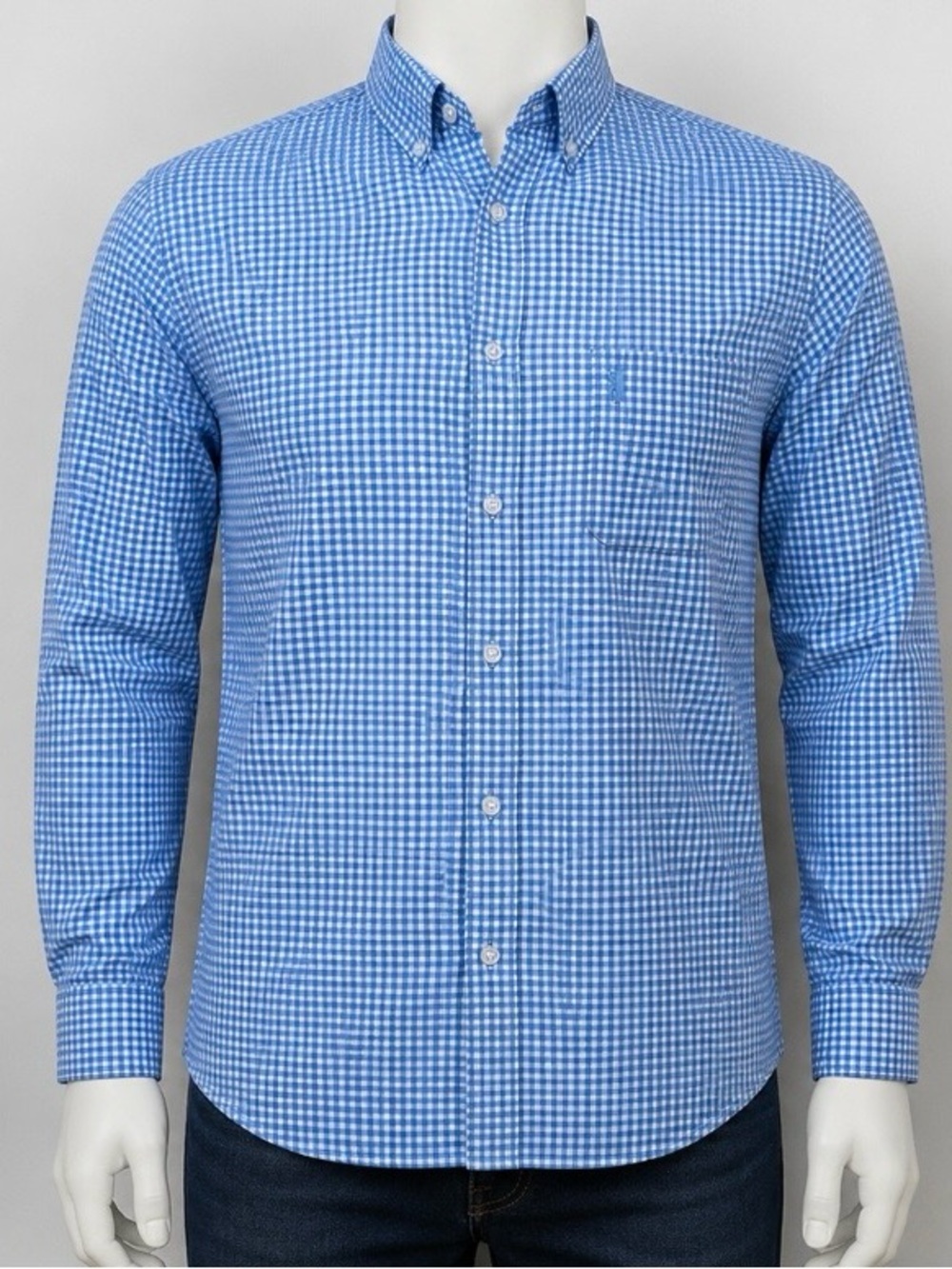 johnnie-O Light Blue Gingham Button-Down Shirt size large